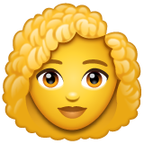 How emoji woman: curly hair displayed on WhatsApp