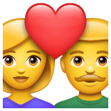 How emoji couple with heart: woman, man displayed on WhatsApp