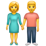 How emoji woman and man holding hands displayed on WhatsApp