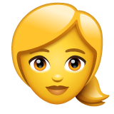 How emoji woman: blond hair displayed on WhatsApp