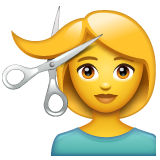 How emoji woman getting haircut displayed on WhatsApp