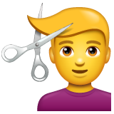 How emoji man getting haircut displayed on WhatsApp