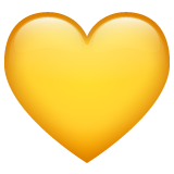 How emoji yellow heart displayed on WhatsApp