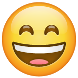 How emoji grinning face with smiling eyes displayed on WhatsApp