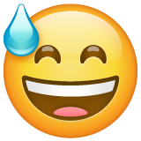 How emoji grinning face with sweat displayed on WhatsApp