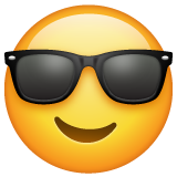 How emoji smiling face with sunglasses displayed on WhatsApp