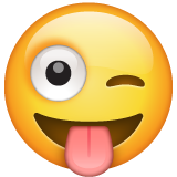 How emoji winking face with tongue displayed on WhatsApp