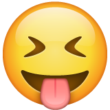 How emoji squinting face with tongue displayed on WhatsApp