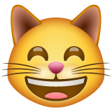 How emoji grinning cat with smiling eyes displayed on WhatsApp