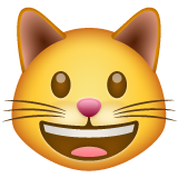 How emoji grinning cat displayed on WhatsApp