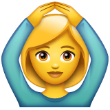 How emoji woman gesturing OK displayed on WhatsApp