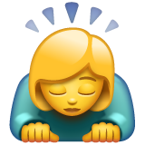 How emoji woman bowing displayed on WhatsApp