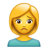 How emoji woman frowning displayed on WhatsApp