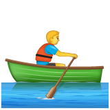 How emoji man rowing boat displayed on WhatsApp