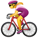 How emoji woman biking displayed on WhatsApp