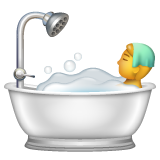 How emoji person taking bath displayed on WhatsApp