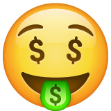 How emoji money-mouth face displayed on WhatsApp