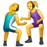 How emoji women wrestling displayed on WhatsApp