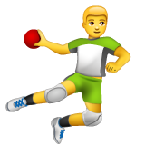 How emoji man playing handball displayed on WhatsApp