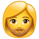 How emoji woman: beard displayed on WhatsApp